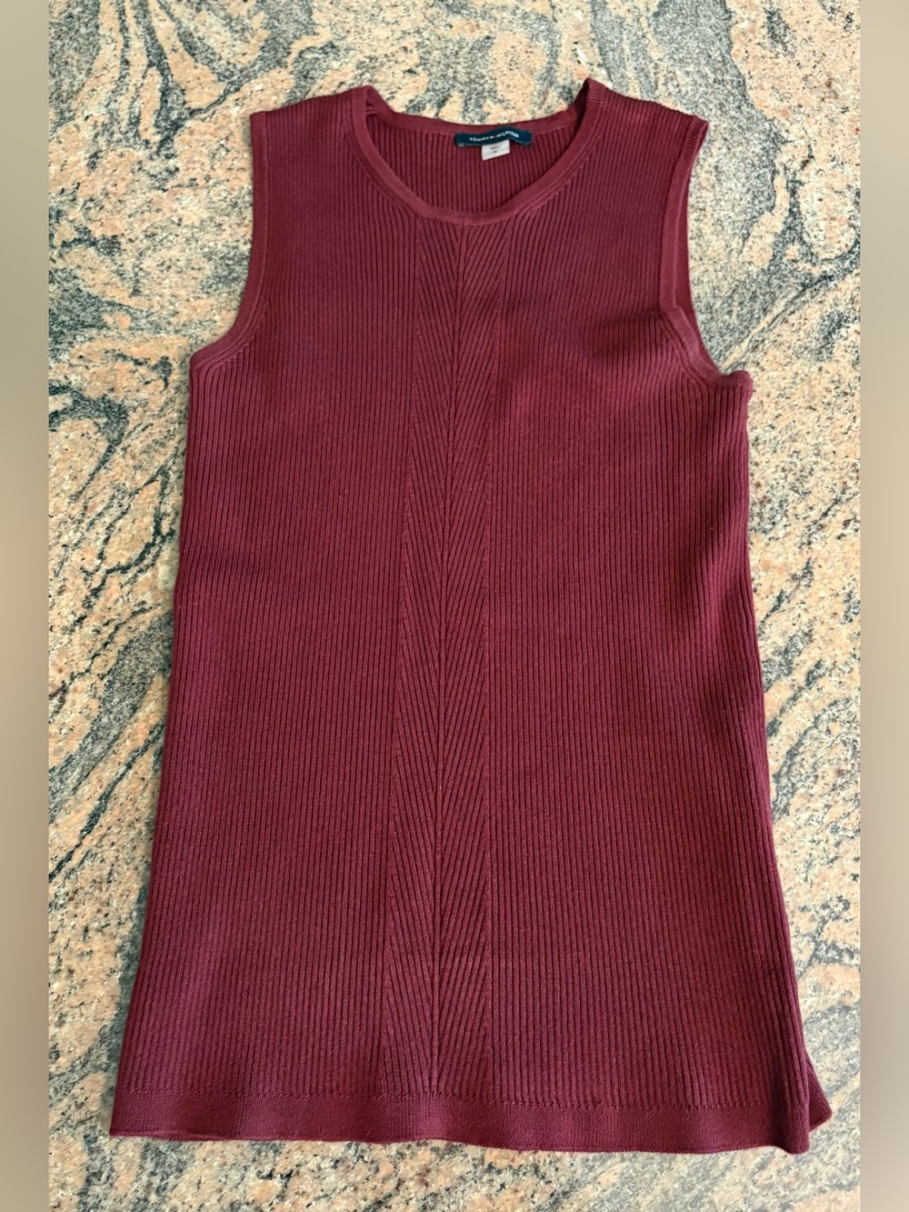 Tommy Hilfiger Women's Ribbed Knit Sleeveless Top Burgundy Size M - Picture 1 of 6